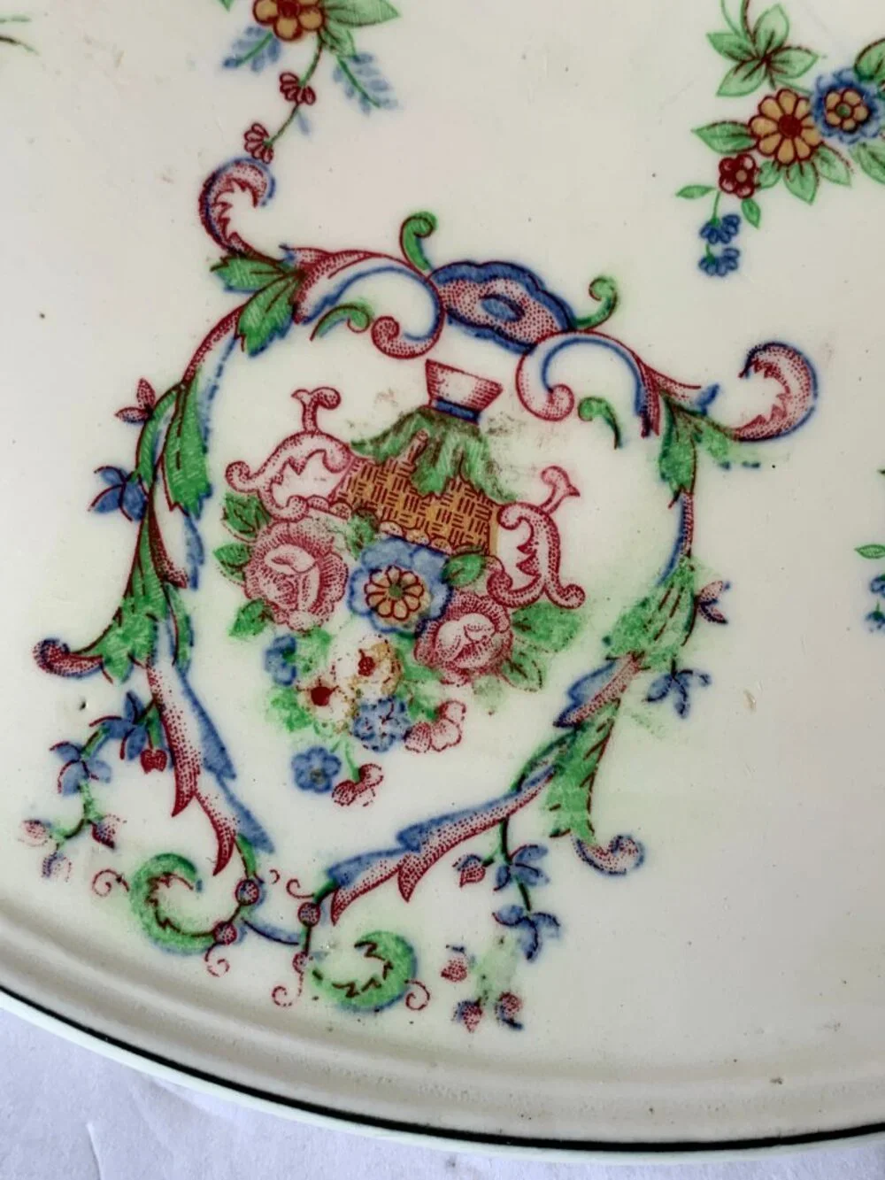 VINTAGE TASHIRO SHOTEN YOKOHAMA CAKE PLATTER  MADE IN JAPAN  HAND PAINTED